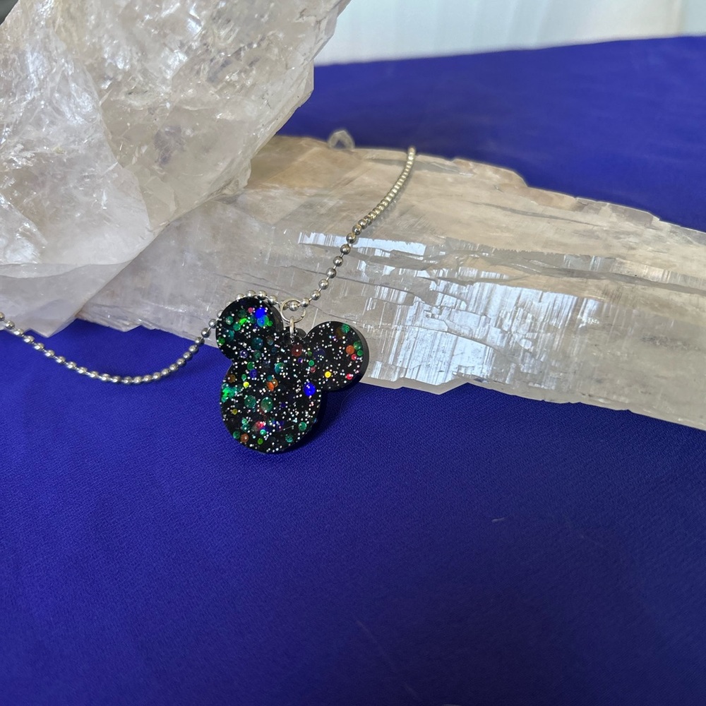 Disney Acrylic Sparkling Black Pendant Necklace